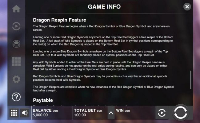Dragon Respin Feature Rules
