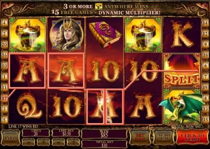 dragon split feature triggers a $85 jackpot