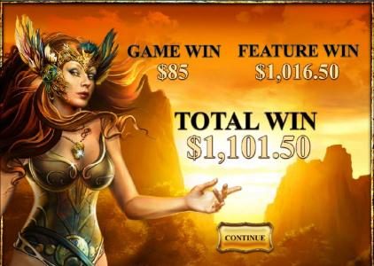 free games feature pays out a total of $1,101.50