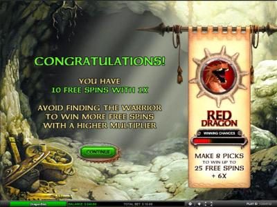 10 free spins with 1x. avoid finding the warrior to win more free spins with a higher multiplier