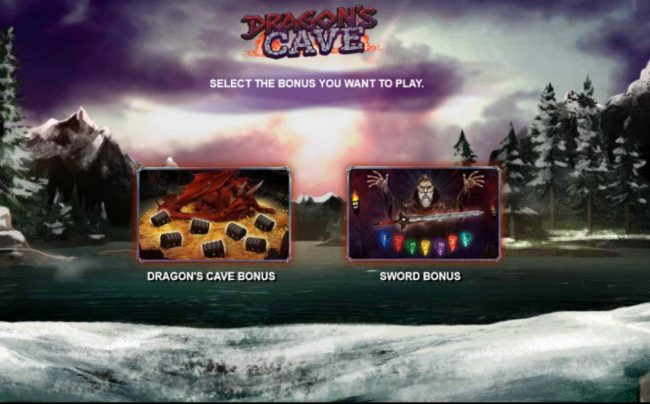 Select the bonus you want to play: Dargons Cave Bonus or Sword Bonus.