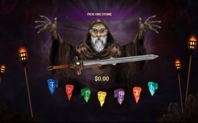 Sword Bonus Game Board - Select a stone to reveal a prize.
