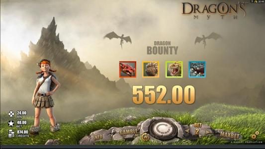 The Dragon Bounty pays out a total of $552.00 for collecting all four dragons.