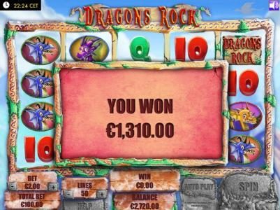 The free spins feature pays out a total of ?1,310 for a super big win!