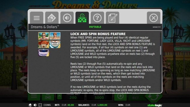 Lock and Spin Bonus Feature Rules