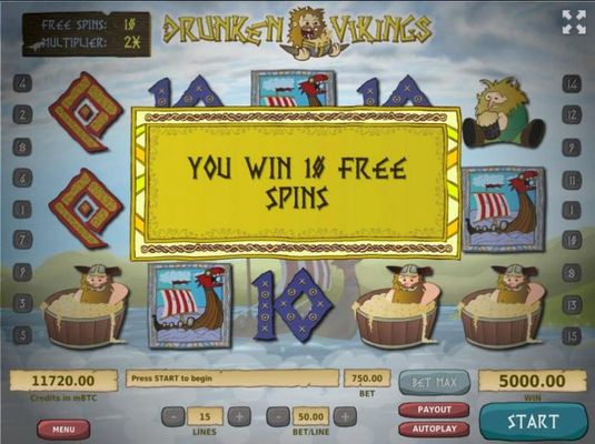 10 Free Spins Awarded.