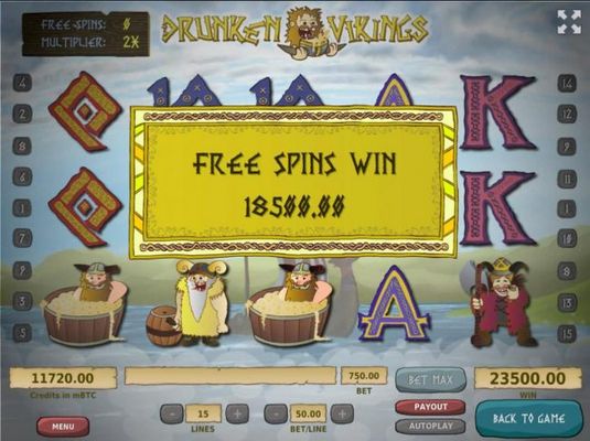 Free Spins feature pays out a total of 18,500.00!