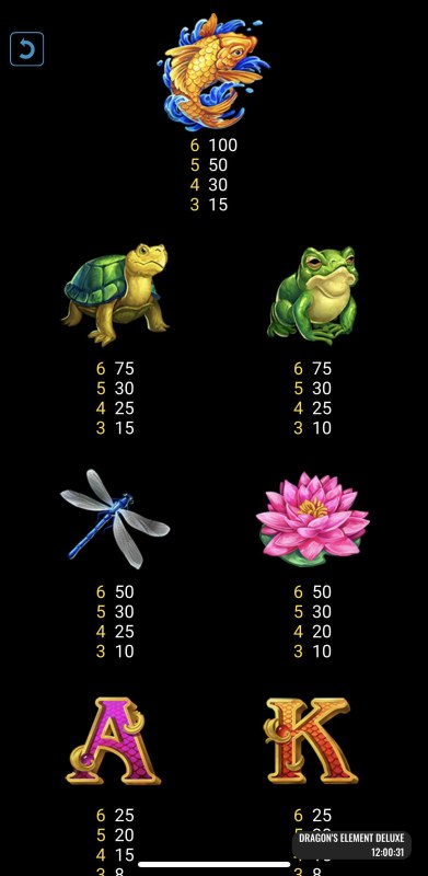 High Value Symbols Paytable