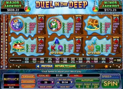 Slot game symbols paytable and payline diagrams