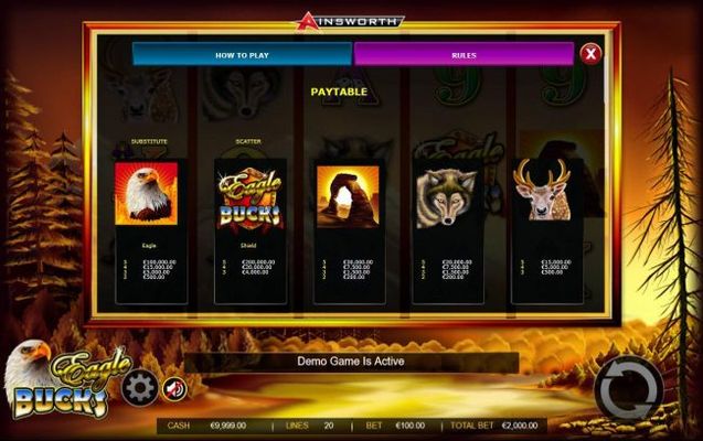 High value slot game symbols paytable