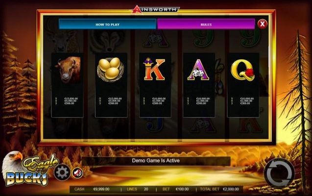 Medium Value Slot Game  Symbols Paytable.