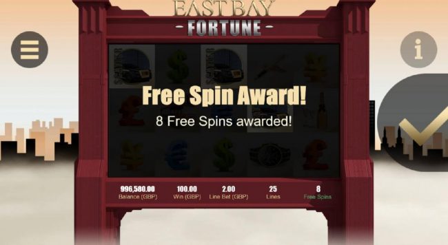 Free Spin Award! 8 free spins awarded!