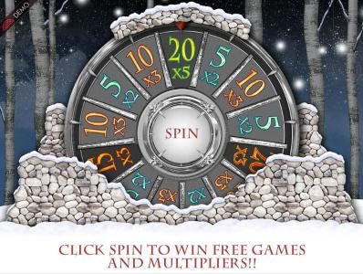 The Winter Wheel Feature - Click spin to win a prize award.