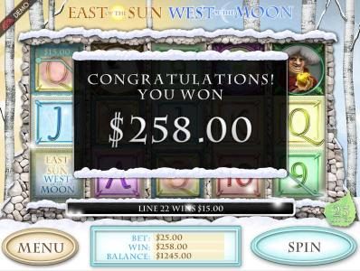 The free spins feature pays out a total prize award of $258
