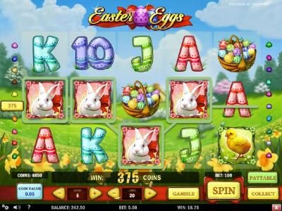 Four bunny symbols leads to a 375 coin big win!