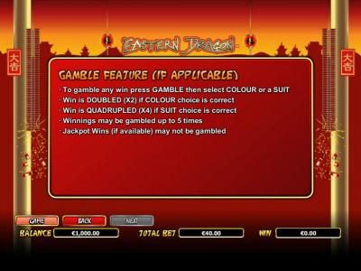 Gamble Feature Games Rules