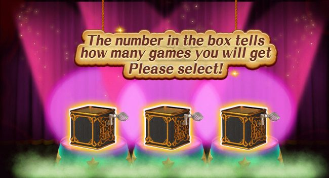 Select a box and reveal the number of free games won