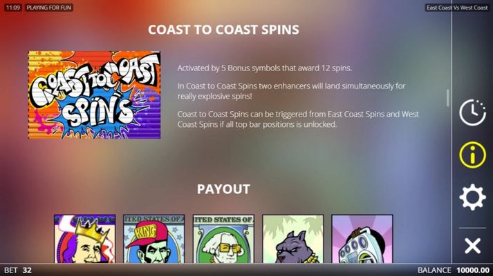 East Coast vs West Cost :: Free Spin Feature Rules
