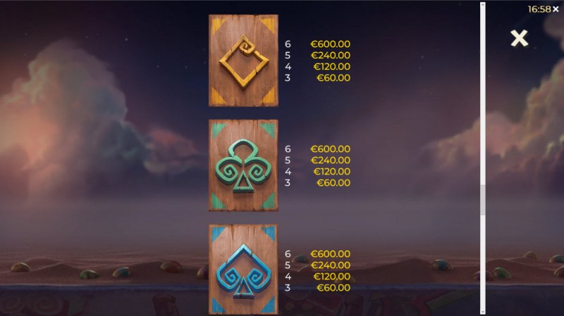 Easter Island 2 :: Paytable - Low Value Symbols