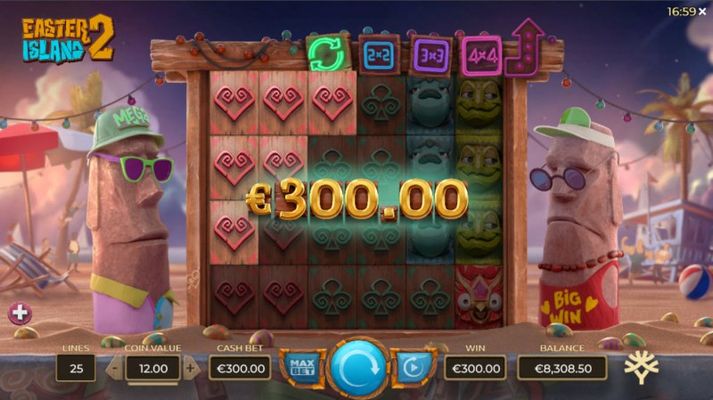 Easter Island 2 :: A three of a kind win