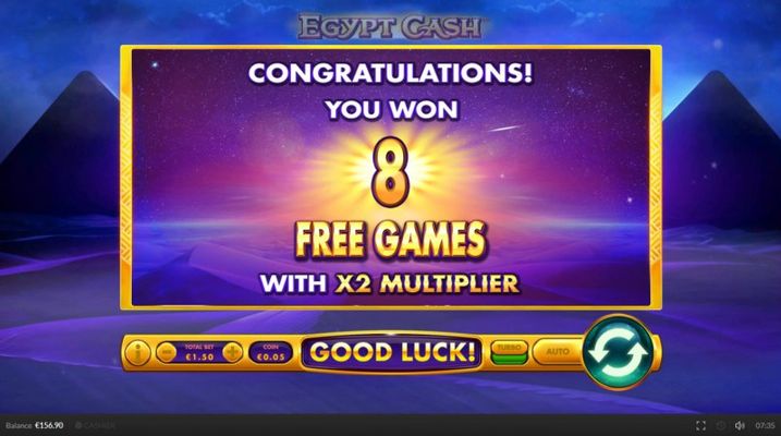 8 Free Spins Awarded