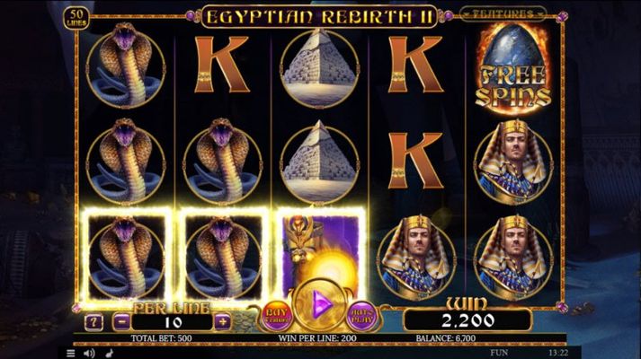 Egyptian Rebirth II :: Multiple winning paylines