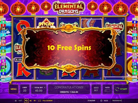 10 free spins awarded