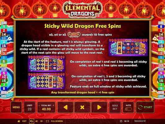 Elemental Dragons :: Sticky Wild Dragon Free Spins