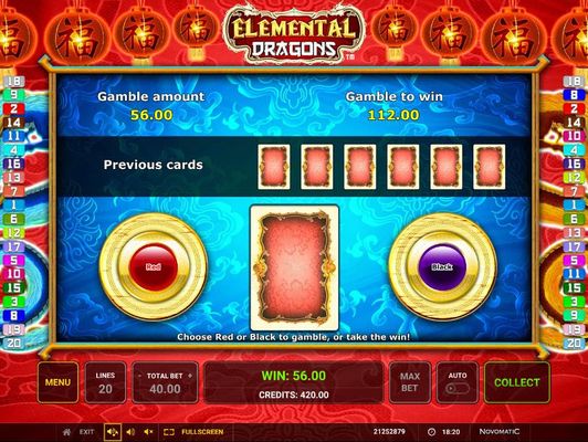 Elemental Dragons :: Gamble Feature Game Board