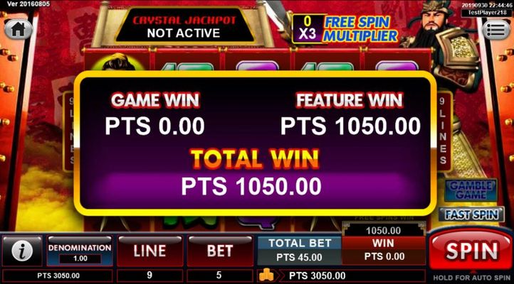 Total free spins payout