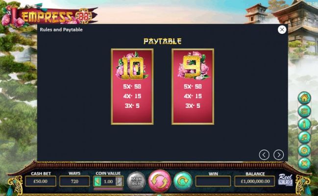 Paytable - Low Value Symbols