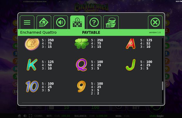 Paytable - Low Value Symbols