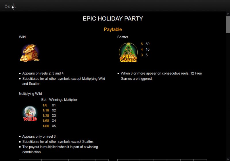 Epic Holiday Party :: Wild and Scatter Rules