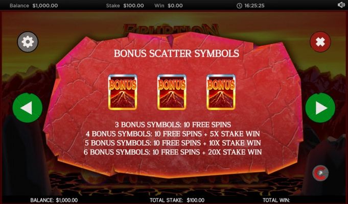 Eruption :: Free Spins Rules