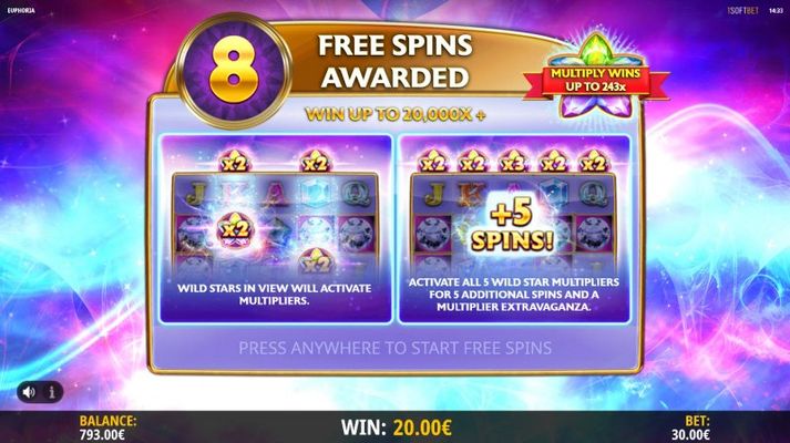 8 Free Spins Awarded