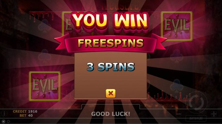 3 free spins awarded