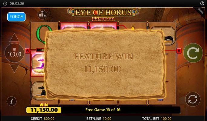 Eye of Horus Gambler :: Total free spins payout