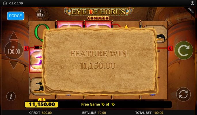 Total free spins payout