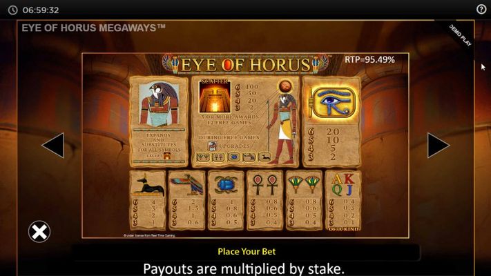 Eye of Horus Megaways :: Paytable