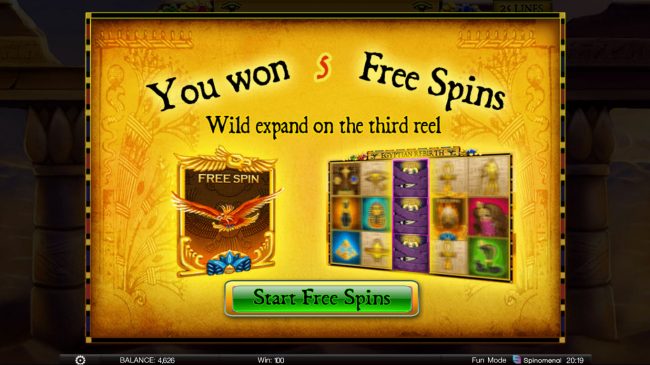 5 free spins awarded