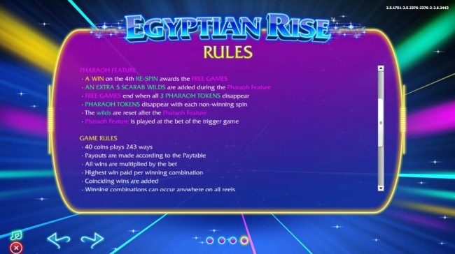 Pharaoh Feature Game Rules