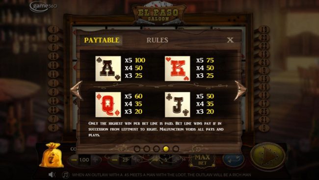 Low value game symbols paytable