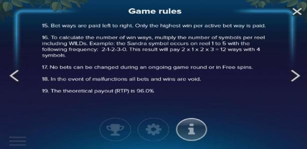 General Game Rules - The theoretical payout (RTP) is 96.0%