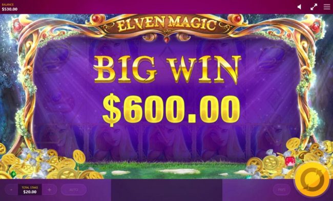 Elven feature triggers a 600.00 big win!