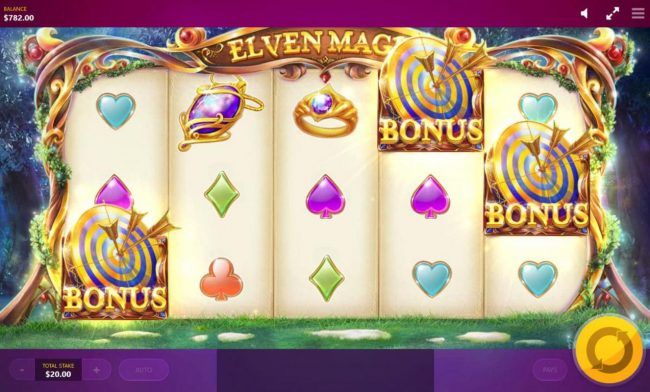 Landing three or more bonus symbols activates the Archery Bonus feature.