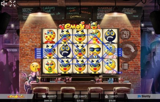 A 7,000 coin jackpot triggered by multiple winning paylines.