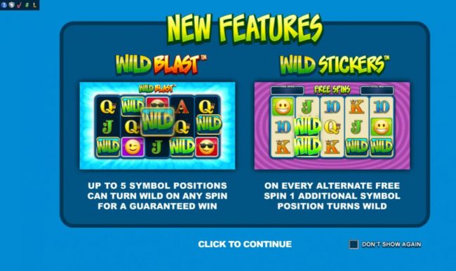 Game features include: Wild Blast and Wild Stickers
