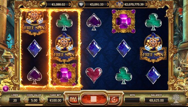 Landing 3 joker symbols triggers the free spins feature.