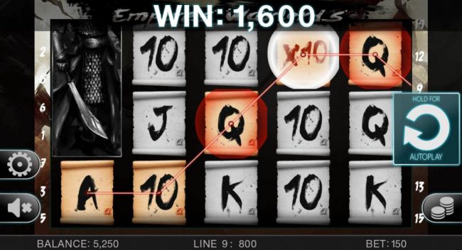A 1,600 coin jackpot triggered by an x10 wild multiplier.