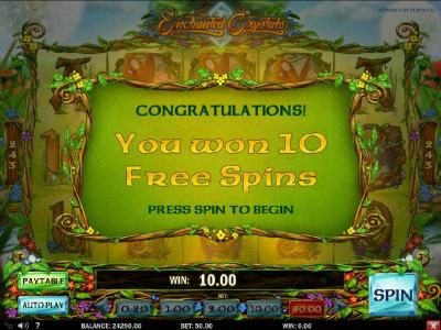 10 free spins awarded
